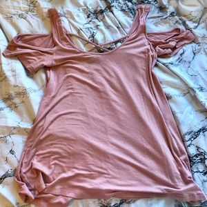 Pink Cold Shoulder Top